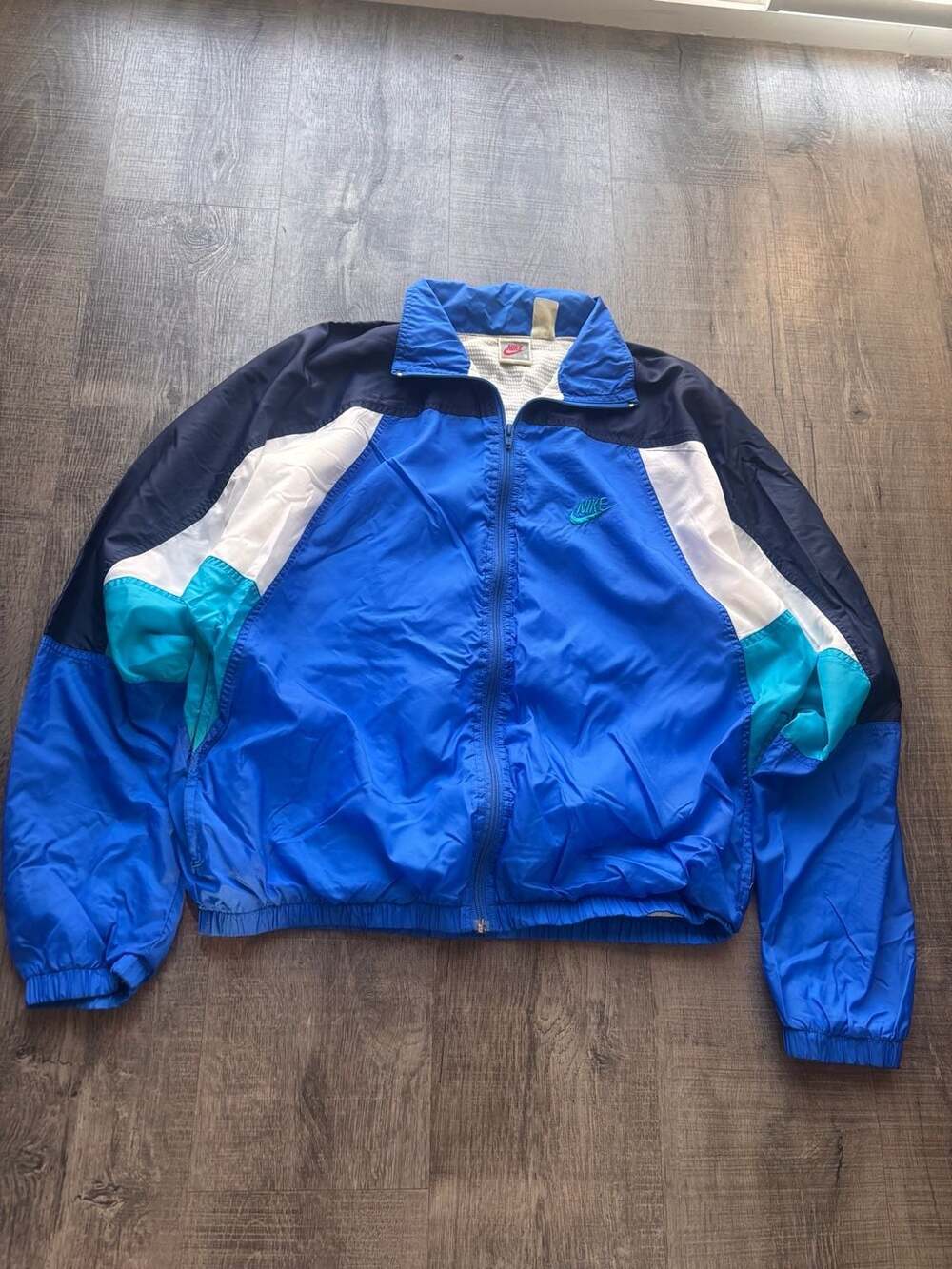 Vintage 1990s Nike Colorblock Nylon Full Zip Windbreaker Jacket